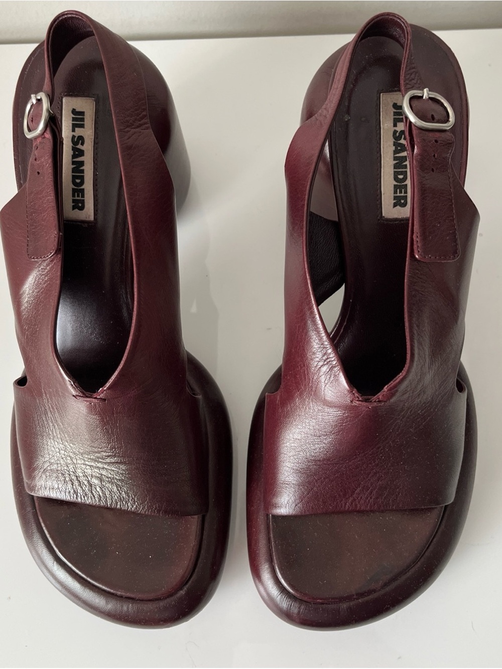 Jil Sander Burgundy Leather Platform Slingback Sandals – EU 40 – Made in Italy - Picture 3 of 7